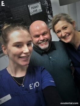 Staff take selfie with patient